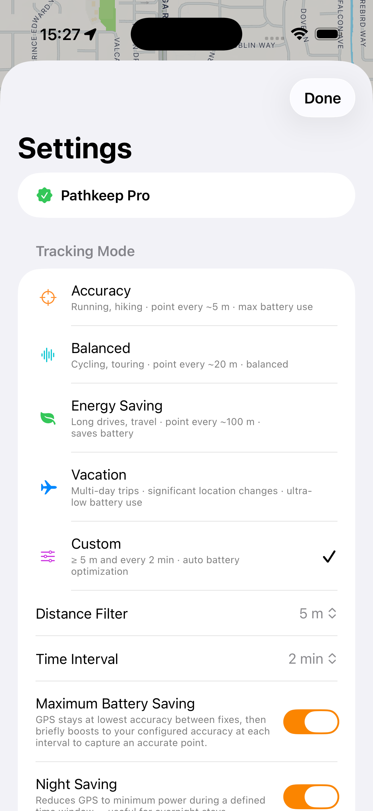 5 tracking modes